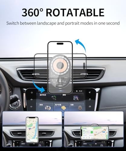 Elevate Your Driving Experience with the Advanced Wireless Charging Phone Holder for Nissan Rogue (2014-2020) & Rogue Sport (2017-2023) – Precision 360° Rotating Mount for Effortless Navigation and Quick Power-Up – Sleek Auto Interior Upgrade with Enhanced Device Compatibility and Mag Safe Support