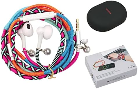 Vibrant URIZONS Nylon Braided Tangle-Free Earbuds with High-Definition Sound & Built-in Microphone – Stylish Wired Headphones Compatible with i Phone, i Pad, Mac, Android, and Samsung Devices for Ultimate Audio Enjoyment and Hands-Free Calling