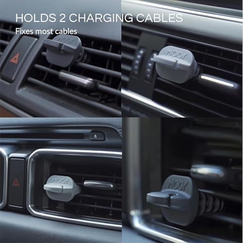 MOOY Dashman 2-Pack Car Vent Phone Holder & Cable Organizer – No Adhesive Required, Flexible Rubber Fins for Optimal Fit, Universal Compatibility with Most Car Vents, Enhanced Safety & Convenience for Hands-Free Driving