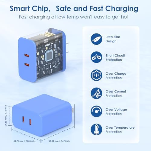 Essri 45 W PD 3.0 Ultra-Fast Charger Duo with 10 FT USB-C Cable – Premium Charging Solution for i Phone 16/15 Pro Max and Mac Book – High-Efficiency Power Delivery, Multi-Voltage Compatibility (20 V/2.25 A, 15 V/3 A, 12 V/2 A) – Perfect for On-the-Go Charging and Enhanced Device Performance