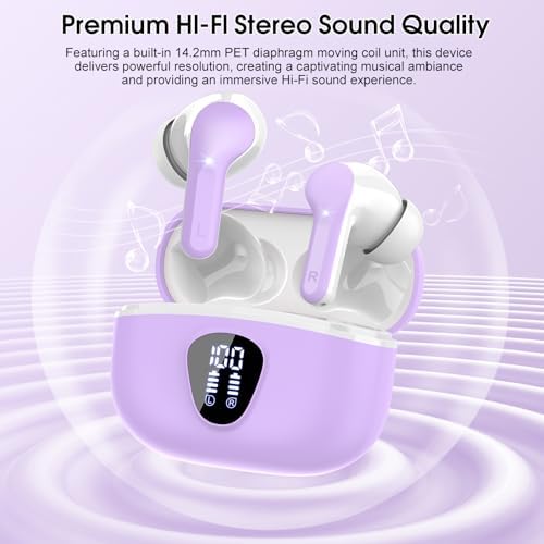Elevate Your Sound Experience with Premium Wireless Earbuds – Advanced Bluetooth 5.4, Hi-Fi Stereo Audio, and ENC Noise Cancellation for Crystal-Clear Calls, IP7 Waterproof Design for Active Lifestyles, 48-Hour Playtime with LED Battery Display, Chic Rose Gold Finish for Everyday Elegance in Sports and Leisure