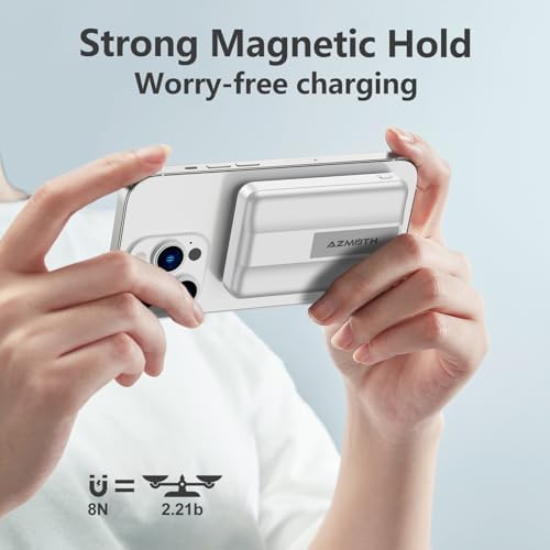 Azmuth Slim Magnetic Power Bank – 10,000 m Ah Wireless Charger with 22.5 W Fast Charging & Digital Display, Perfect for Mag Safe i Phone 16/15/14/13/12 Series – Lightweight, Portable Battery Pack for Seamless Charging on the Go