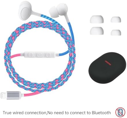 URIZONS Vibrant Nylon Braided Wired Earbuds – Tangle-Free In-Ear Headphones Compatible with i Phone 7, 8, 11-14 – Enhanced Sound Clarity and Comfort for Ultimate Audio Experience