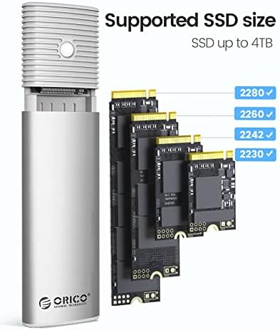 ORICO Tool-Free M.2 NVMe SATA SSD Enclosure Adapter – High-Speed USB-C 3.2 Gen 2 External Drive for 2230/2242/2260/2280 M.2 SSDs – Durable Aluminum Case with UASP & TRIM Support for Optimal Performance – Portable Data Storage Solution