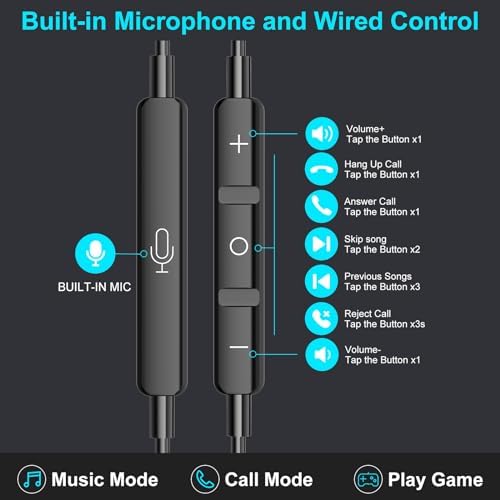 Premium USB C Earbuds for i Phone 16 & Samsung Galaxy Series – High-Fidelity Noise Cancelling Wired Headphones with Built-in Mic for Pixel 9 & One Plus 12 – Sleek Black Design for Ultimate Comfort and Clarity – Perfect for Music & Calls