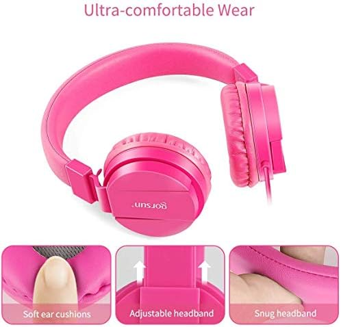 Gorsun Pink Adjustable Kids Headphones – Lightweight Stereo Earphones for Toddlers, Customizable Fit for Growing Ears, Durable Design for Learning & Play, Ideal for All Devices, Protect Hearing with Volume Limiting Features