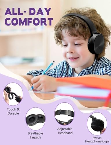 Classroom-Ready Kids Headphones Bulk Pack – 6 Durable Wired Earphones for Students, Toddlers, and Teens – Lightweight On-Ear Design with Comfortable Fit, Ideal for Learning, Music, and Online Classes – Compatible with Tablets and Laptops