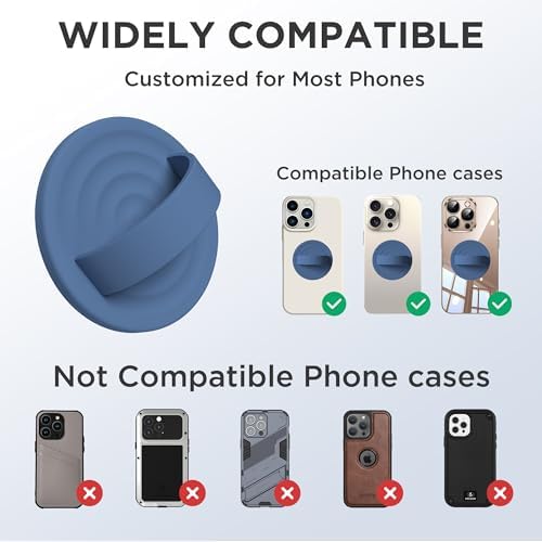 Upgraded Magnetic Phone Grip for i Phone: Premium Silicone Loop Holder with Mag Safe Compatibility – Ergonomic 360-Degree Stand, Non-Slip Design in Sleek Black for Enhanced Comfort and Secure Handling on i Phone 16/15/14/13/12 Pro Max/Plus