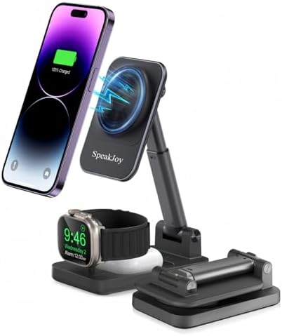 Versatile 3-in-1 Magnetic Phone Charger Stand – Foldable Mag Safe Wireless Charging Station for i Phone 16, i Phone 15, Samsung, Google, Apple Watch, and Air Pods – Enhanced Speed and Compatibility for Modern Lifestyles