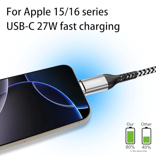 15 FT USB C to USB C Charging Cable – 100 W Fast Power Delivery for i Phone 15 Pro Max, Mac Book Air, i Pad Pro, Samsung Galaxy, One Plus, Google Pixel, PS5 & Xbox – Ultimate Durability and Enhanced Compatibility for Rapid Charging and Data Transfer