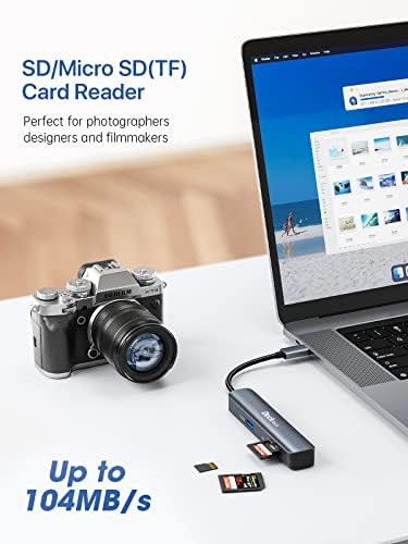Revolutionize Your Workspace with the dockteck 5-in-1 USB-C Hub Multiport Adapter – 4 K HDMI, Dual SD/TF Card Slots, and 2 High-Speed USB 3.0 Ports for Mac Book Pro, Air, i Pad Pro, and XPS – Unmatched Versatility and Rapid File Transfers