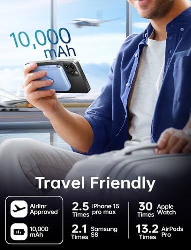 Magnetic 10,000 m Ah Portable Power Bank – Ultimate Wireless Charger with Built-In Cables for Fast 22.5 W Charging – Travel-Friendly, Compatible with i Phone 16/15/14/13/12, Samsung S22/S21, Google Devices, and i Pad – Effortless Charging on the Go