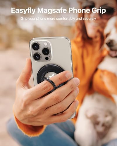 Ultimate Double-Sided Magnetic Phone Grip for Mag Safe – Enhanced Stability with 20 N55 Magnets, 360° Rotating Stand, Anti-Fall Design, and Universal Compatibility for i Phone 16, 15, 14, 13, 12 Pro Max – Perfect for Hands-Free Use and Multitasking