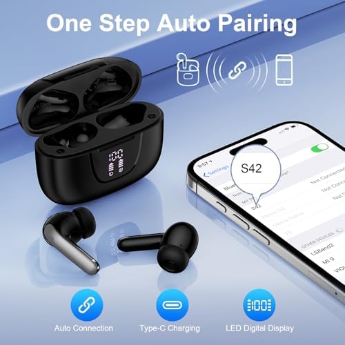 Samsung Galaxy S25 & S24 Ultra Bluetooth 5.3 Wireless Earbuds – Premium Noise Cancelling Headphones with IPX7 Waterproof Rating for Ultimate Durability, Enhanced Bass Stereo Sound, Built-in Mic, and LED Display – Perfect for Sports, Daily Use, and Intense Workouts