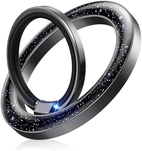 Temdan Glitter Silver Magnetic Phone Ring Holder for Mag Safe – Premium Grip and Stylish Stand for i Phone Pro Max 16 – Durable Upgrade Gear Hinge for Enhanced Flexibility and Hands-Free Viewing – Perfect Accessory for Seamless Connectivity and Fashionable Functionality