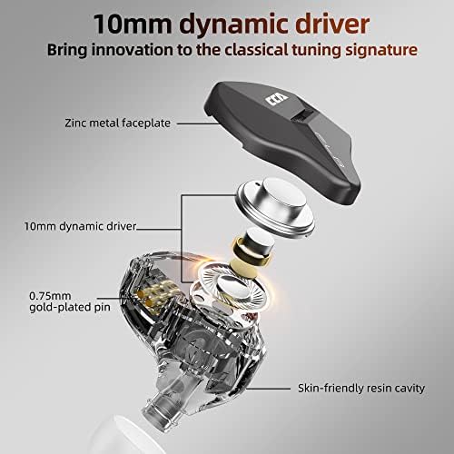 Elevate Your Audio Experience with CCA Polaris Dual Driver Wired Earbuds – Customizable In-Ear Monitors with 4 Tuning Switches & Detachable Cable for Musicians, Singers, and DJs (Gun, with Mic) – Unmatched Sound Clarity and Comfort for Professionals and Enthusiasts