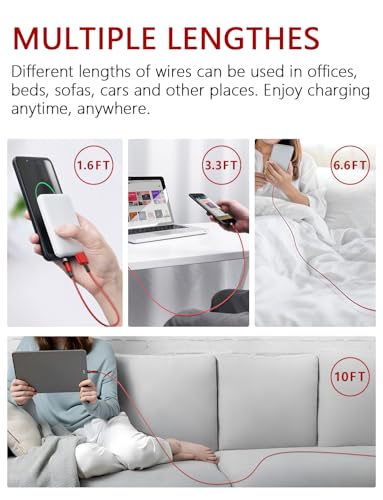 Revolutionary 540° Magnetic Charging Cable Set – 3 in 1 Versatile USB Charger for Micro USB, Type C & Lightning | Durable Nylon Braided Design with LED Indicator | Multiple Lengths (1.6 ft, 3.3 ft, 6.6 ft, 10 ft) for Ultimate Convenience and Fast Charging