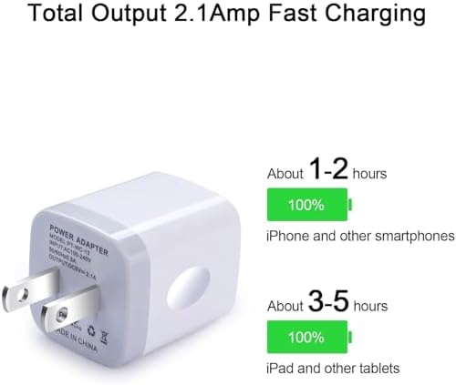Fast Charging Dual-Port USB Wall Charger Adapter – 5-Pack 2.1 Amp Power Block for i Phone 16/15/14/13/12/11, Samsung & Android Devices – Compact and Reliable Charging Solution for Home, Office & Travel