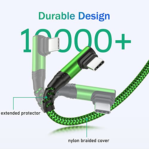 Ultimate 10 ft Type C Fast Charging Cable – 90-Degree USB to USB C Braided Cord (3-Pack) for i Phone 16/15 and Galaxy S Series – Enhanced Durability & Vibrant Colors for Seamless Charging Experience