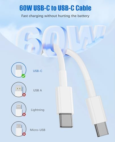 Ultra-Fast 40 W Dual-Port USB-C Charger with 4 Premium 6 FT Cables | Perfect for i Phone 16/15 Pro Max, i Pad Pro & Samsung S24 | Compact, Travel-Ready Design for Effortless Charging | Experience Rapid Power Delivery & Versatile Compatibility for All Devices
