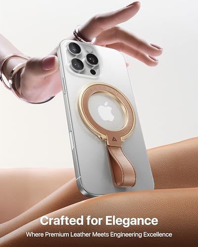 Elevate Your i Phone Experience with the andobil 2025 Premium Leather Magnetic Phone Grip – Unmatched Stability & Adjustable Kickstand for Seamless Mag Safe Integration, Compatible with i Phone 16 Pro Max/15/14/13 in Elegant Brown – Luxurious Design Meets Exceptional Functionality