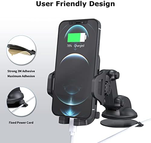 Esoulk Secure Grip 360° Rotating Car Phone Holder with Strong Suction Cup & Adjustable Long Arm – Universal Compatibility for i Phone, Samsung, Android & GPS – Enhanced Safety & Convenience for Drivers