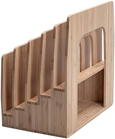 Eco-Conscious Bamboo Multi-Device Organizer: Five-Slot Desk Solution for Laptops, Tablets, and Smartphones – Streamlined Charging & Tidy Cable Management for a Sophisticated Workspace, Lightweight & Travel-Friendly