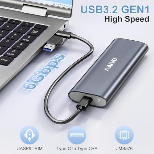 Transform Your M.2 SSD into a High-Speed External Drive with the MAIWO USB 3.2 Gen1 Type-C Aluminum Enclosure – Ultimate Compatibility for B Key & B+M Key SSDs, Effortless Plug-and-Play Setup, and Superior Heat Dissipation for Optimal Performance