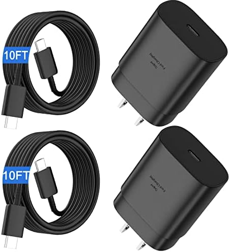 Elevate Your Charging Experience: 25 W USB C Fast Charge Block with 10 Ft Type C Cable for Samsung Galaxy S21-S24 & Note 20 – Optimal Power Delivery for Home and Travel – Exceptional Speed, Enhanced Safety Features, and Ultimate Compatibility for Android Devices