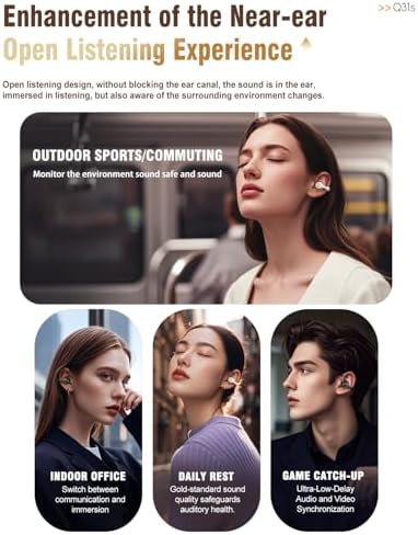 Open Ear Clip-On Bluetooth 5.3 Earbuds – Ultra-Lightweight, IPX6 Waterproof Headphones for Active Lifestyles – Perfect for Running, Walking, and Intense Workouts with Superior Sound Clarity and Comfort