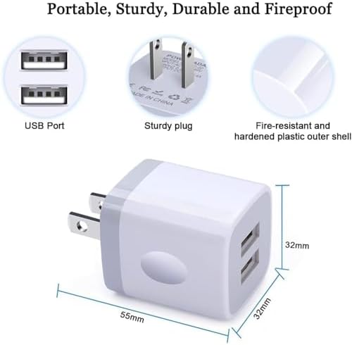 Efficient Dual Port USB Wall Charger – 2.1 Amp Fast Charging Adapter for i Phone 16 Pro Max, Samsung & Android Devices – Compact, Lightweight Design for Home, Office, and Travel – Universal Compatibility with Built-in Safety Features – Quick Power-Up for Multiple Devices
