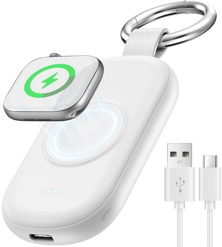 Portable Magnetic Wireless Charger for Apple Watch – 1200 m Ah Keychain Power Bank for Effortless Charging on the Go – Universal Compatibility with All Apple Watch Series Including Ultra Models – Ideal Fast Charging Solution for Active Lifestyles