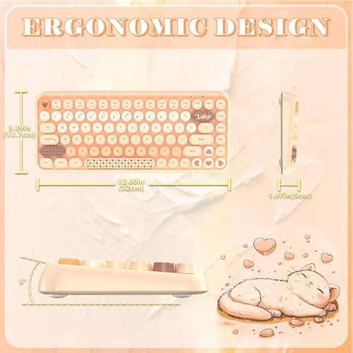 FELICON Retro Mini Wireless Bluetooth Keyboard – Portable 84-Key Typewriter Design for Android, i Pad, Windows & PC – Perfect Companion for Home & Office with Enhanced Compatibility and Rechargeable Battery