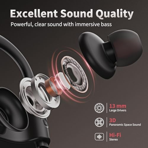 Premium IPX7 Waterproof Bluetooth 5.3 Earbuds – Wireless Sports Headphones with 16-Hour Playtime, Stereo Bass, and Secure Earhooks for Enhanced Performance in Running and Workouts – Ultimate Audio Freedom and Durability for Active Lifestyles