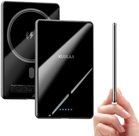 Ultra-Slim 5000 m Ah Mag Safe Power Bank – Effortlessly Charge Your i Phone 16/15/14/13/12 Series with Lightweight Magnetic Wireless Charger – Fast 20 W USB-C & 7.5 W Wireless Charging – Safe, Stylish, and Perfect Travel Companion for On-the-Go Power Solutions
