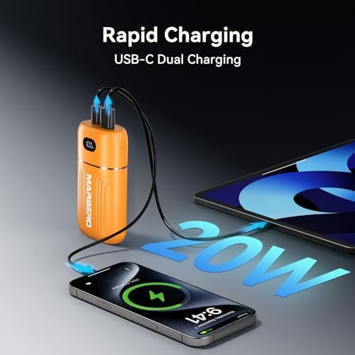 MARBERO Ultra-Lightweight 10,000 m Ah Fast Charging Power Bank – Compact USB-C Charger with 18 W Output for i Phone, i Pad, Samsung Galaxy & Google Devices – Essential Travel Companion with Advanced Safety Features for On-the-Go Power Management
