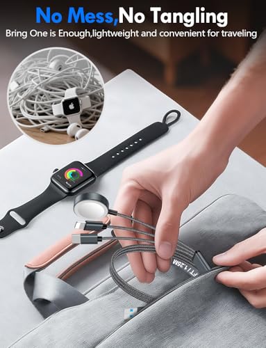 Ultimate 2-Pack Fast Charging Cable Set: Versatile USB A/Type C/Lightning Cables for Quick Charging of Apple Watch & i Phone, 4 FT Length for Seamless Travel Compatibility with i Phone 11-16, i Pad, Apple Watch Ultra & SE, Durable Multi-Device Solution for Enhanced Power Efficiency and Convenience