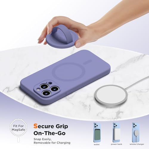 Upgraded Magnetic Phone Grip for i Phone: Premium Silicone Loop Holder with Mag Safe Compatibility – Ergonomic 360-Degree Stand, Non-Slip Design in Sleek Black for Enhanced Comfort and Secure Handling on i Phone 16/15/14/13/12 Pro Max/Plus