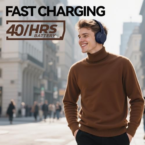 Suno Fi Hybrid Active Noise Cancelling Over-Ear Headphones – Wireless Hi-Res Audio with Exceptional Deep Bass, 40-Hour Playtime, and Foldable Travel Design for Comfort and Connectivity – Chic White Finish Perfect for Modern Sound Enthusiasts