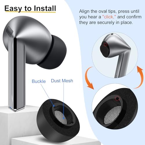 Premium Memory Foam Ear Tips for Samsung Galaxy Buds3 Pro – Superior Comfort and Noise Isolation – Large Replacement Earbud Tips for Enhanced Audio Experience and Perfect Fit