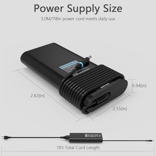 High-Performance 130 W AC Adapter for Dell Inspiron 16 5620 & 7610 Business Laptops – Fast Charging Power Supply Compatible with Inspiron 15 7501/7510/7590/7591 & XPS 15/17 Models – Superior Efficiency and Safety Features for Optimal Device Performance