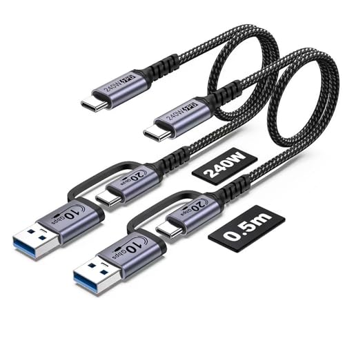 Premium USB A to C Android Auto Cable 3.3 ft [2 Pack] – Fast Charging USB C 3.1 & 20 Gbps Data Transfer for Seamless Connectivity with i Phone 16, Galaxy S23, Pixel 9 Pro – Enhanced Durability & Versatile Use for Car Play and Navigation