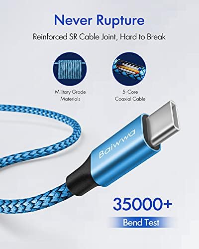20 ft Braided USB C to C Charging Cable – Ultra-Durable 60 W Power Cord for Fast Charging, Compatible with Samsung Galaxy, Pixel, i Pad Pro/Air, Mac Book Pro/Air – Ideal for Hassle-Free Device Connectivity and Extended Reach