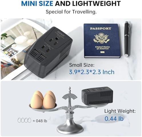 Ultimate 2000 W European Travel Power Converter – Versatile Universal Adapter for Hair Tools and Electronics with Global Compatibility (EU, UK, AU, US) – Rapid Turbo Charging for Laptops, Smartphones, and Cameras – Advanced Safety Features to Prevent Overheating & Short Circuits – Lightweight & Compact Design for Effortless Packing and Mobility