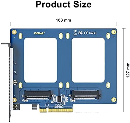 Unlock Unmatched Data Storage with the 10 GTEK PCIe 3.0 x8 Dual U.2 NVMe SSD Adapter Card – Optimize Performance for Servers, NAS & Desktops with Effortless Integration and High-Speed Transfers for Gaming, Video Editing, and Data Management