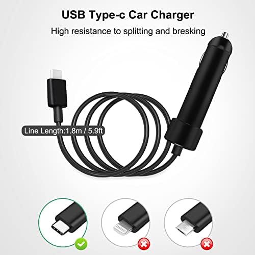 High-Efficiency 65 W USB-C Car Charger for Dell, Lenovo, HP, Acer & Asus Laptops – Ultimate Compatibility & Fast Charging for Models Including Dell Latitude, XPS, Precision & Inspiron – Dual Device Charging with 5.1 V USB Port – Ideal for On-the-Go Power Needs