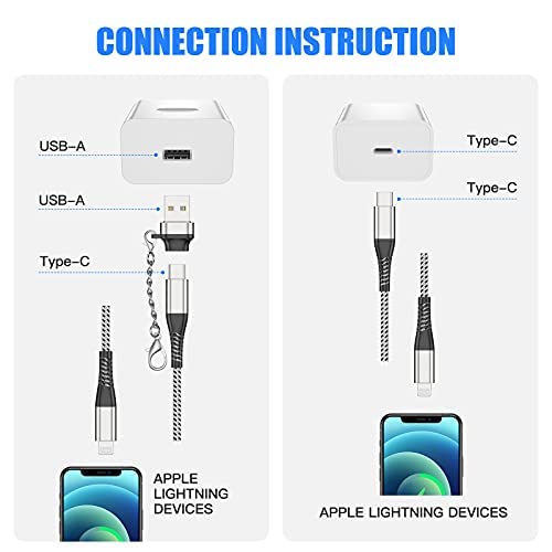 Apple MFi Certified 2-Pack i Phone Fast Charging Cables – 6 ft USB Type C to Lightning with USB C Female to USB A Male Adapter and Keychain – Ultimate Durability and Speed for i Phone 14/13/12 Pro Max/Mini/X/Xs/Xr Accessories