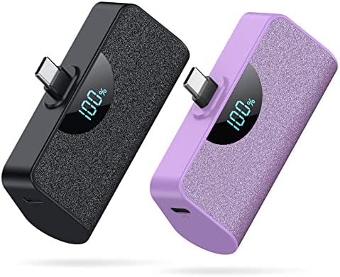 Dual Pack Mini Portable USB-C Power Bank 5200 m Ah – Fast Charging Battery Backup with LCD Display for i Phone 16 Series, Samsung, and Android Devices – Ultimate On-the-Go Power Solution