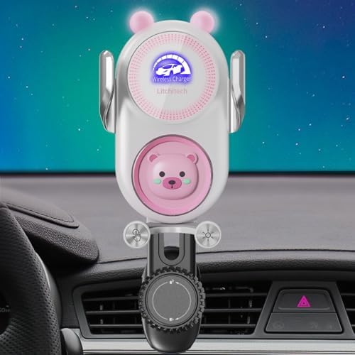 Stylish Wireless Car Charger Mount with Auto-Clamping Smart Sensor – Adorable Black Demon Design for Effortless Charging and Secure Phone Holding, Compatible with i Phone and Samsung Devices, Fast Charging Technology for Ultimate Convenience