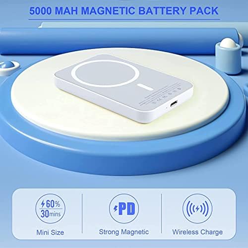 Magnetic Wireless Portable Charger – 5000 m Ah Power Bank with 15 W PD Fast Charging for i Phone 15/14/13/12 Series – Effortless Magnetic Alignment and Lightweight Design for Ultimate Portability and Convenience
